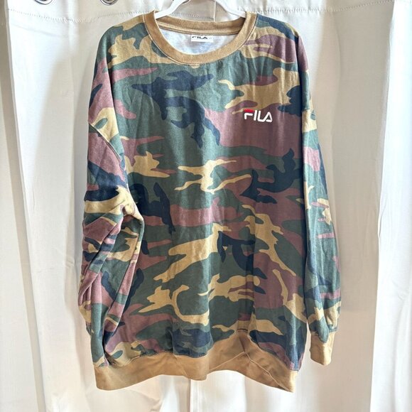 Fila Mens Sweatshirt Size 4XL Camo Embroidered Logo Gorpcore Athleisure 19024 - Picture 1 of 8